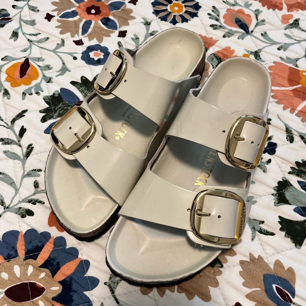Birkenstock Sandals with Gold Buckles